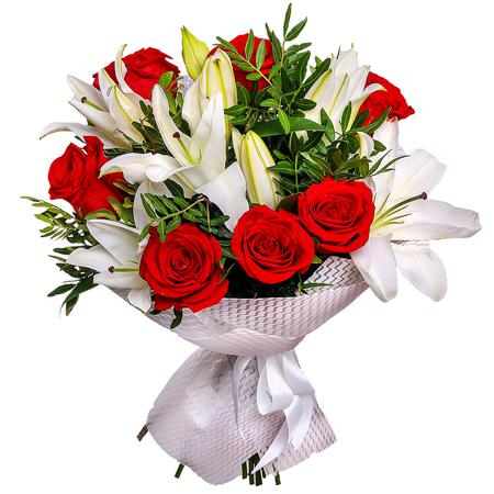 Букет с розами «С наилучшими пожеланиями»
